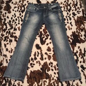 Miss Me Blue Distressed Flare Jeans